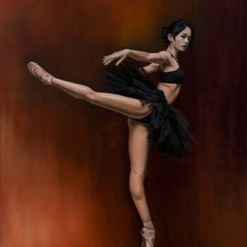 Painting titled "Black Tutu" by Jean-Pierre André Leclercq, Original Artwork, Oil Mounted on Wood Stretcher frame