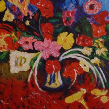 Painting titled ""BOUQUET FLAMBOYANT"" by Jparzy, Original Artwork, Oil