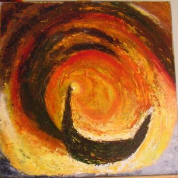 Painting titled ""ŒIL DU CYCLONE"" by Jparzy, Original Artwork, Oil Mounted on Wood Stretcher frame