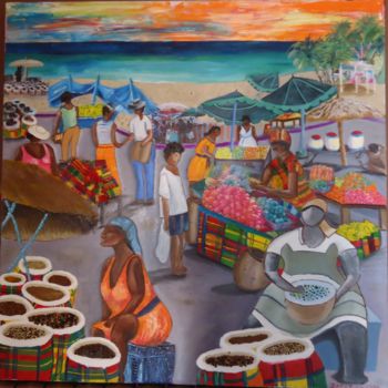 Painting titled "MARCHE A SAINT MART…" by Jparzy, Original Artwork, Oil