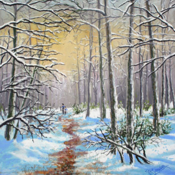 Dessin intitulée "Balade hivernale en…" par Jean-Pierre Cousin, Œuvre d'art originale, Pastel
