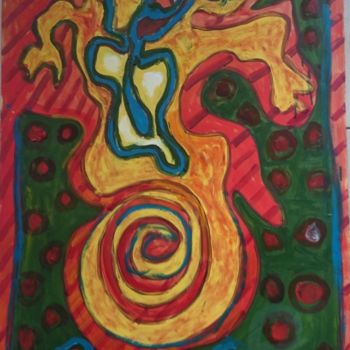 Painting titled "Hydre" by Jean Pierre Devin, Original Artwork, Oil