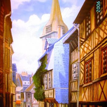 Schilderij getiteld "rue de l'homme de b…" door Jean Pierre Goasdoue, Origineel Kunstwerk, Olie