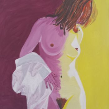 Schilderij getiteld "femme-a-la-chemise-…" door Jean Philippe Dufau, Origineel Kunstwerk, Acryl