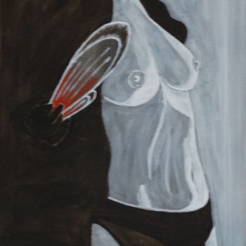 Painting titled "femme-a-l-eventail" by Jean Philippe Dufau, Original Artwork, Acrylic