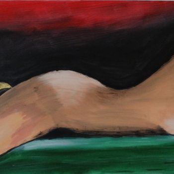 Peinture intitulée "femme-allongee-fond…" par Jean Philippe Dufau, Œuvre d'art originale, Acrylique