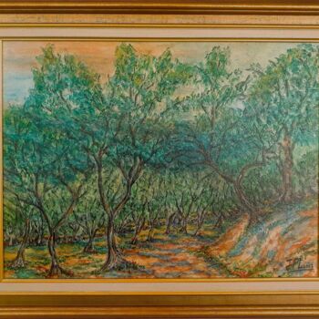 제목이 "Balade au Pian"인 미술작품 Jean-Pierre Loubinoux로, 원작, 아크릴 나무 들것 프레임에 장착됨