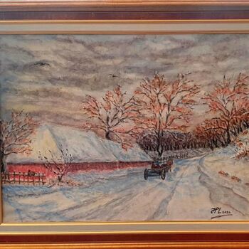 Peinture intitulée "Campagne d'hiver" par Jean-Pierre Loubinoux, Œuvre d'art originale, Acrylique Monté sur Châssis en bois