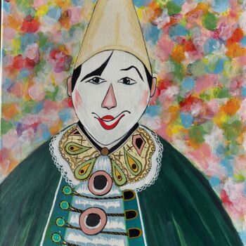 Painting titled "Pierrot le clown" by Jpmame, Original Artwork, Acrylic