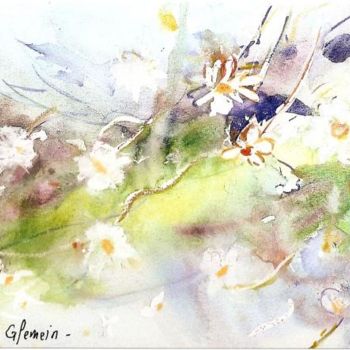 Drawing titled "Fleurs ,ruisseau" by J.P. Glemein-Martinelli, Original Artwork