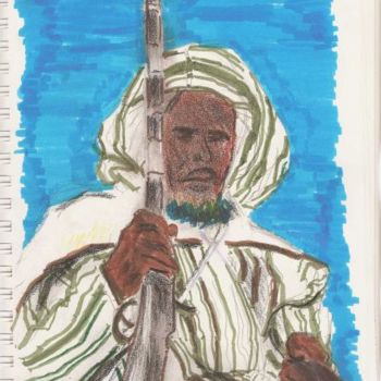 Dibujo titulada "Guerrier-arabe.jpg" por J.P. Glemein-Martinelli, Obra de arte original