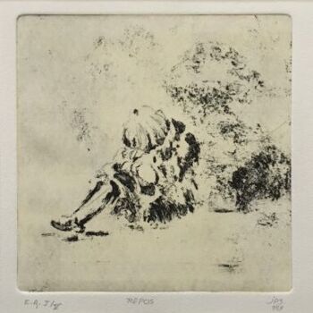 Printmaking titled "le repos" by Jean-Pierre Seferian, Original Artwork, Etching