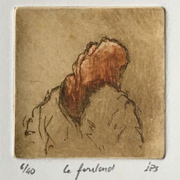 Gravures & estampes intitulée "le foulard" par Jean-Pierre Seferian, Œuvre d'art originale, Eau-forte