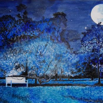Dessin intitulée "Clair de lune" par Jean-Pierre Vialle, Œuvre d'art originale