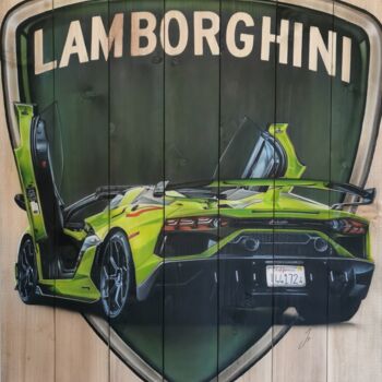 Painting titled "Lamborghini - avent…" by Jrbrush, Original Artwork, Airbrush