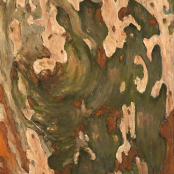 Peinture intitulée "Ecorce de Platane 2…" par Renand, Œuvre d'art originale, Huile Monté sur Châssis en bois