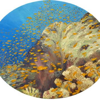 제목이 "Banc de poissons 1,…"인 미술작품 Renand로, 원작, 기름 나무 들것 프레임에 장착됨