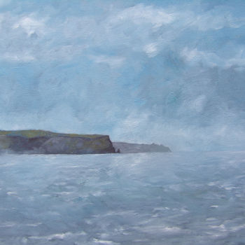Painting titled "falaises d'irlande" by Jacques Segui, Original Artwork, Oil Mounted on Wood Stretcher frame
