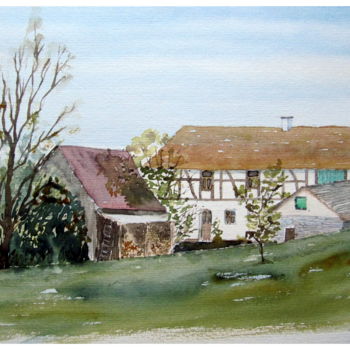 Painting titled "Homestead" by Jutta Smarsinski, Original Artwork, Watercolor