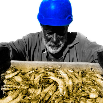 Photographie intitulée "vendeur de crevettes" par Jose Americo Jsilvares, Œuvre d'art originale, Photographie manipulée