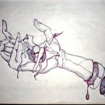 Dessin intitulée "birth from a hand" par Justin Singh, Œuvre d'art originale