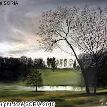 Pintura intitulada "Le petit étang" por Jose Soria, Obras de arte originais, Óleo