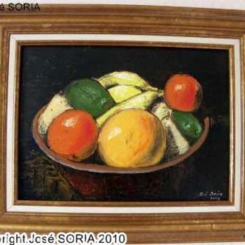 Painting titled "Les fruits" by Jose Soria, Original Artwork, Oil