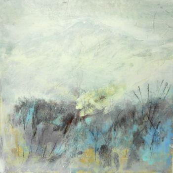 Painting titled "Misty mountain" by June Stapleton, Original Artwork, Acrylic