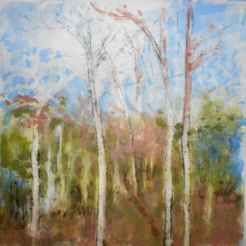 Painting titled "woodland-colour" by June Stapleton, Original Artwork, Oil