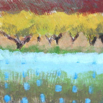 「colourful trees and…」というタイトルの絵画 June Stapletonによって, オリジナルのアートワーク, アクリル