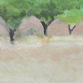 「pink field」というタイトルの絵画 June Stapletonによって, オリジナルのアートワーク, アクリル