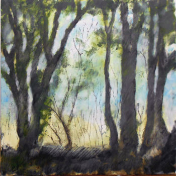 Painting titled "woodland light and…" by June Stapleton, Original Artwork, Acrylic