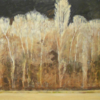 Painting titled "slender poplars in…" by June Stapleton, Original Artwork, Acrylic