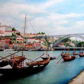Painting titled "Ribeira-Porto-Portu…" by J.Terra, Original Artwork