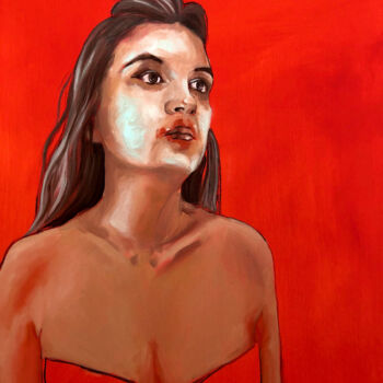 Painting titled "self-portrait" by Juliana Birrento, Original Artwork, Oil