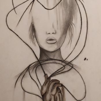 Drawing titled "Un amour aveuglant" by Julie Pecoraro, Original Artwork, Charcoal