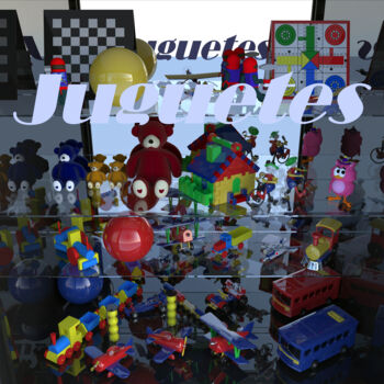 Digitale Kunst mit dem Titel "JUGUETERIA" von Juan Aguirre, Original-Kunstwerk, 3D Modellierung