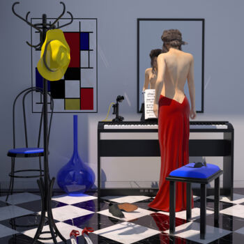Digital Arts titled "VENUS RGB" by Juan Aguirre, Original Artwork, 3D Modeling Mounted on Wood Panel