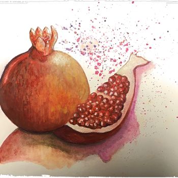 Malarstwo zatytułowany „Pomegranate” autorstwa Almanzart, Oryginalna praca, Akwarela