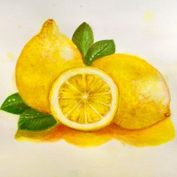 Pittura intitolato "Limones" da Almanzart, Opera d'arte originale, Acquarello