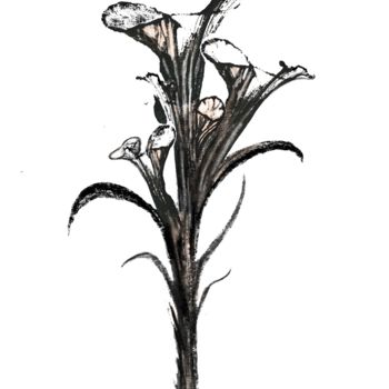 Ζωγραφική με τίτλο "Black Orchid" από Almanzart, Αυθεντικά έργα τέχνης, Ακρυλικό