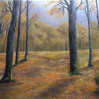 Painting titled "The woods" by Almanzart, Original Artwork, Oil