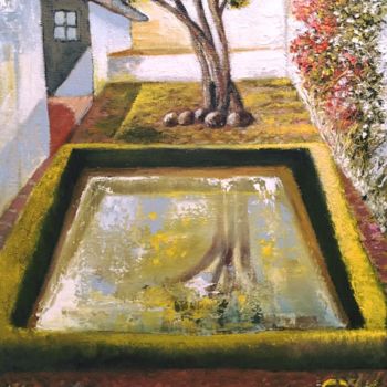 Painting titled "el-patio" by Almanzart, Original Artwork, Oil
