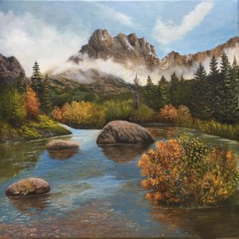 Painting titled "the-mountain-lake.j…" by Almanzart, Original Artwork, Oil