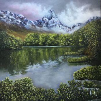Pintura intitulada "Green lake" por Almanzart, Obras de arte originais, Óleo