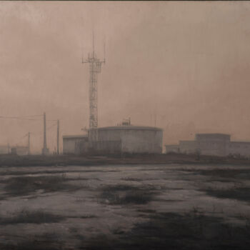 Pintura intitulada "Amanecer con niebla" por Juan Álvarez Cebrián, Obras de arte originais, Óleo Montado em Armação em madei…
