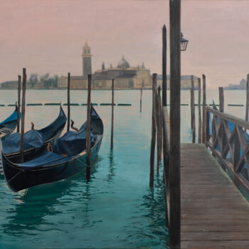 Malarstwo zatytułowany „Venecia II.” autorstwa Juan Álvarez Cebrián, Oryginalna praca, Olej Zamontowany na Drewniana rama no…