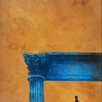 Peinture intitulée "La Columna azul" par Juan Álvarez Cebrián, Œuvre d'art originale, Huile Monté sur Châssis en bois