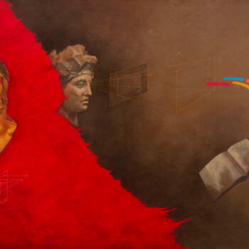 Pintura titulada "Teorias II." por Juan Álvarez Cebrián, Obra de arte original, Oleo Montado en Bastidor de camilla de madera