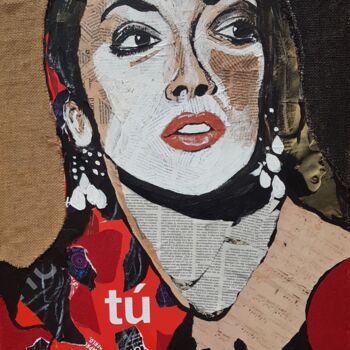 Collages intitulée "TÚ" par Juan Carlos Jimenez Diaz, Œuvre d'art originale, Collages Monté sur Châssis en bois